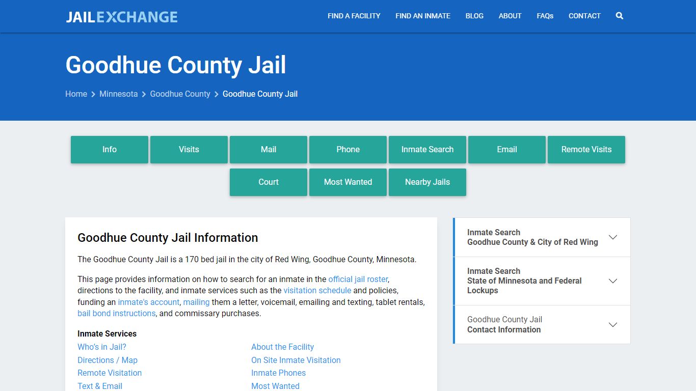 Goodhue County Jail, MN Inmate Search, Information